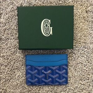 Goyard Blue and White Card Holder